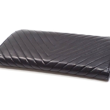 Chanel Bifold Long Wallet V Stitch Women's Black Lambskin A31509 Coco Mark Leather