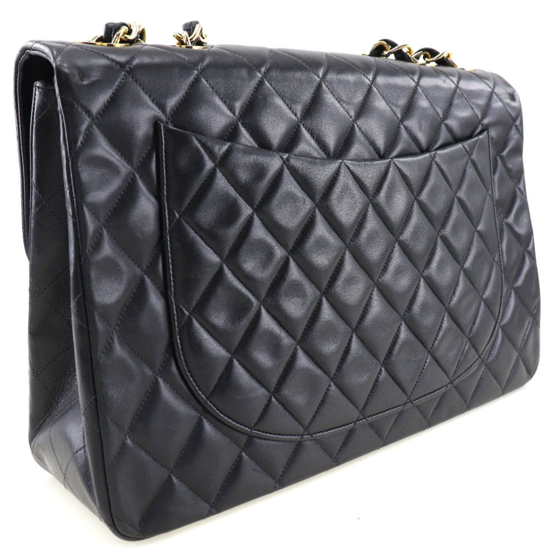 Chanel Big Matrasse 34 Chain Shoulder A01094 Lambskin Black/Gold Hardware Women's Bag