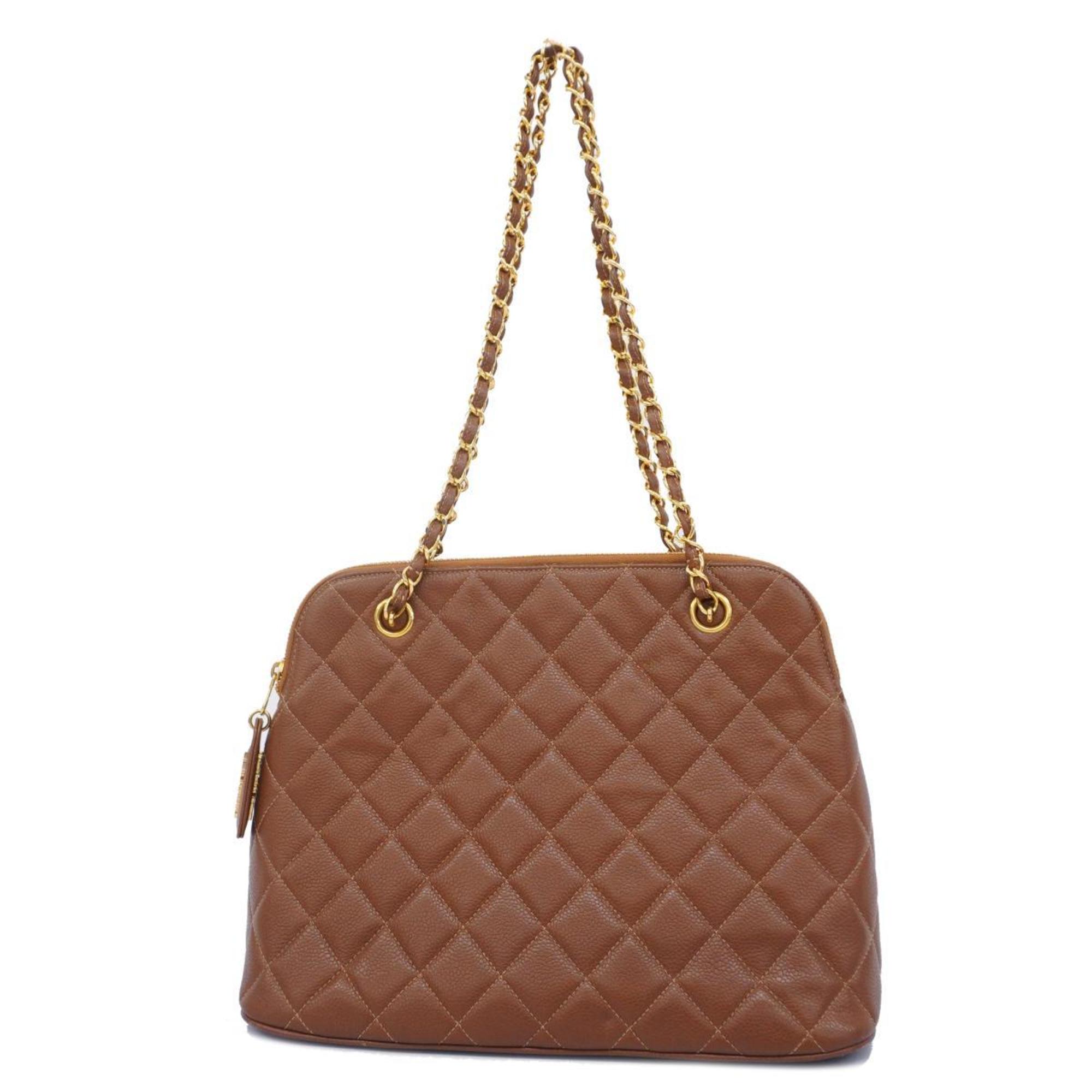Chanel Shoulder Bag Matelasse Chain Lambskin Brown Women's