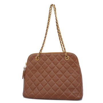 Chanel Shoulder Bag Matelasse Chain Lambskin Brown Women's