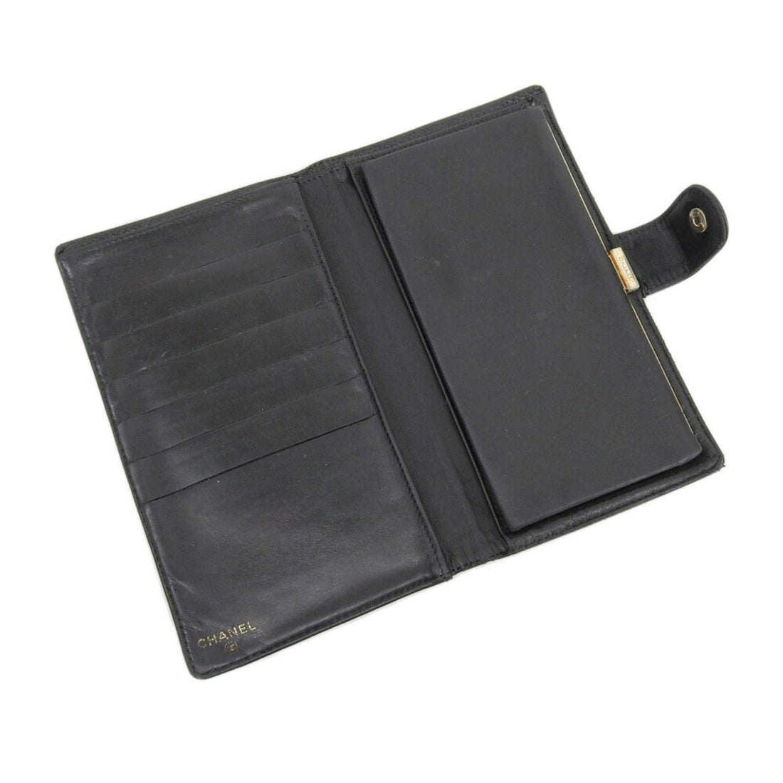 Chanel long wallet with coco mark leather black seal 7 series A13498