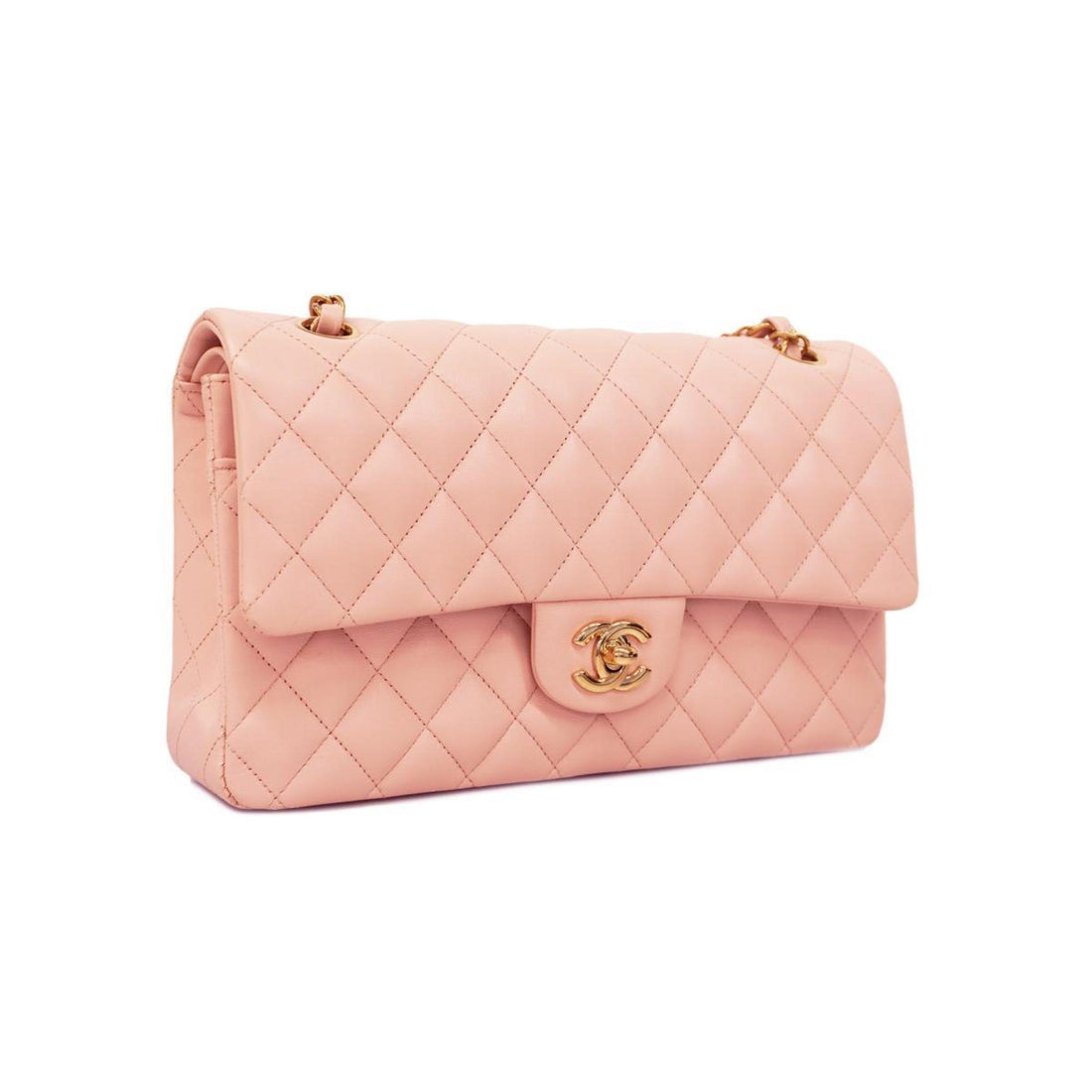 Chanel Shoulder Bag Matelasse W Flap Chain Lambskin Pink Champagne Women's
