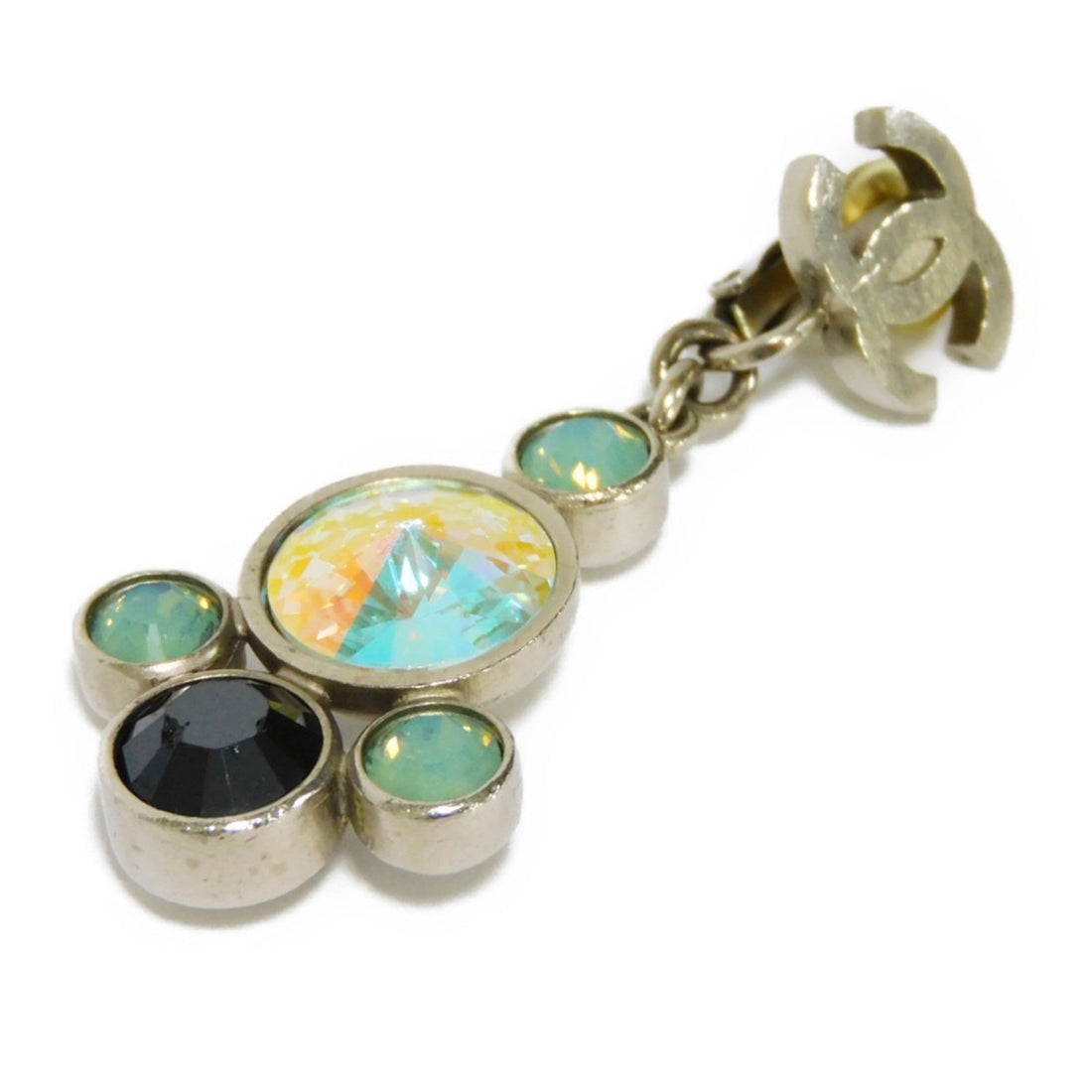 Chanel Earrings Swing Crystal Coco Mark Bijou Black Emerald Green 06A CC Aurora Ladies Accessories Jewelry