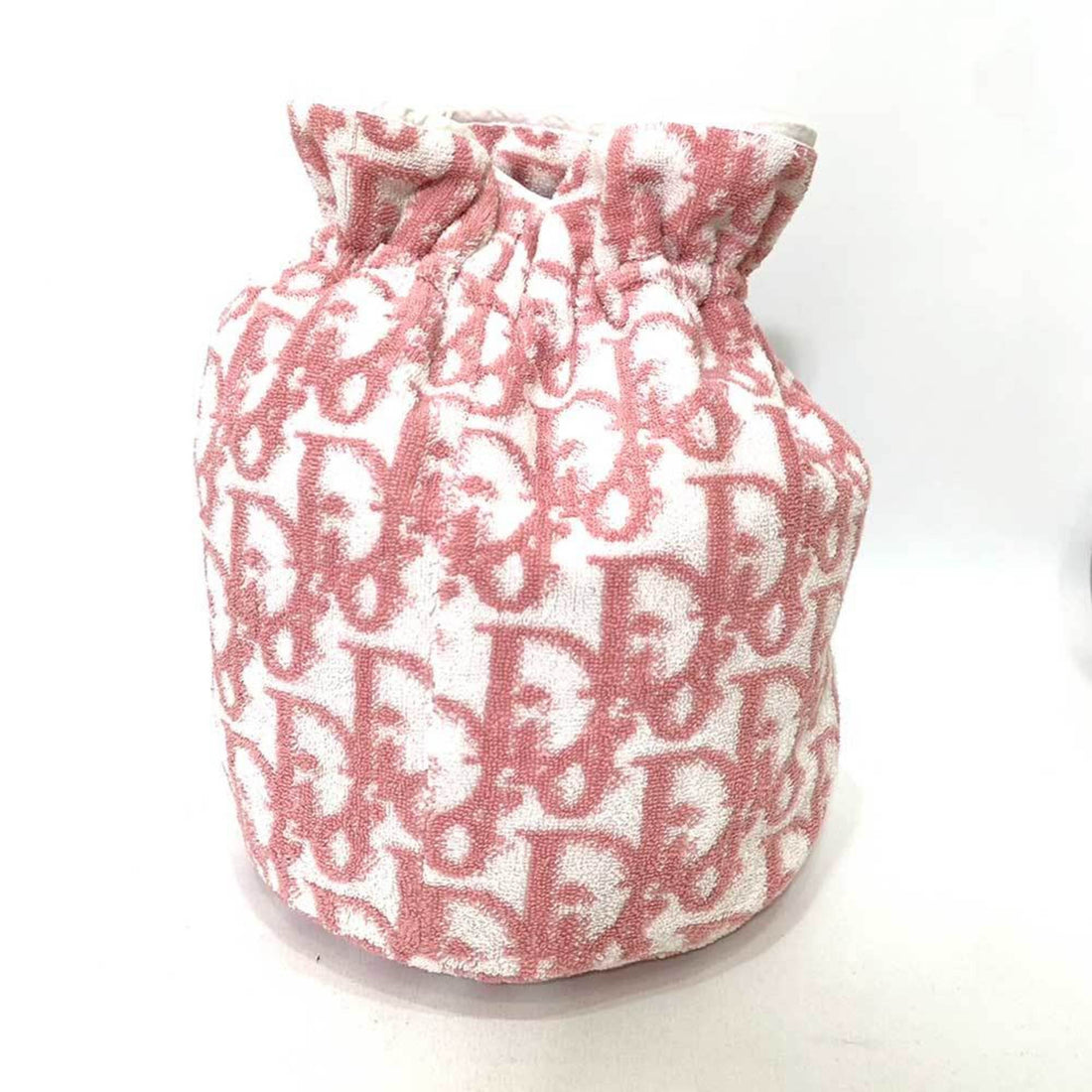 CHRISTIAN DIOR Bag Type Pouch in Pink x White Trotter Ladies Pile Towel Canvas ChristianDior