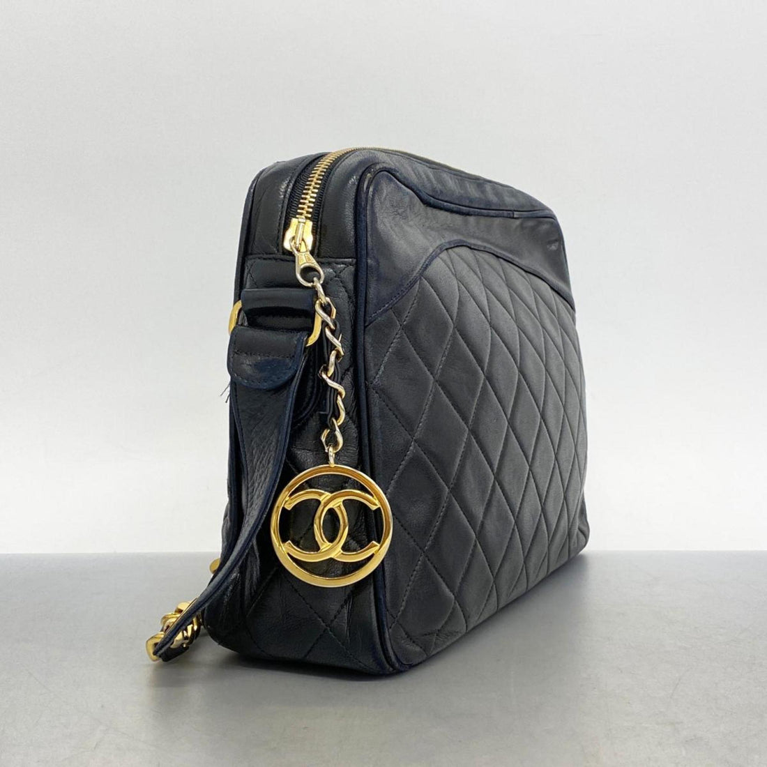 Chanel Shoulder Bag Matelasse Chain Lambskin Black Women's