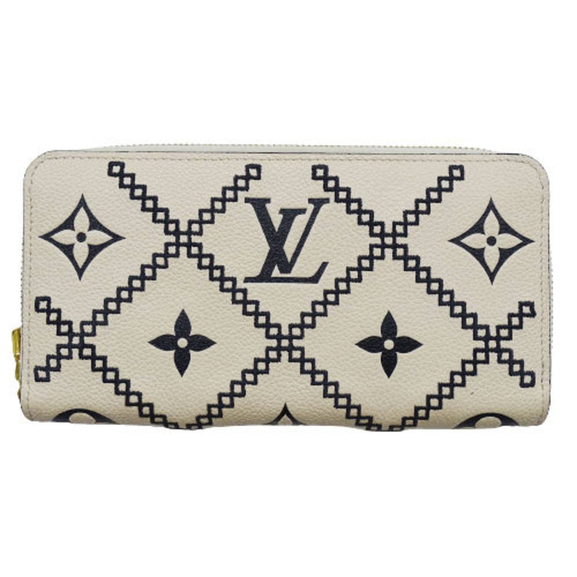 LOUIS VUITTON Wallet Empreinte Broderie Women's Long Zippy Creme M81141 Round