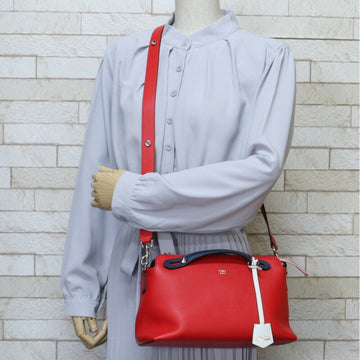 Fendi visor way shoulder bag leather red ladies