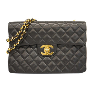 Chanel Shoulder Bag Deca Matelasse W Chain Lambskin Black Women's