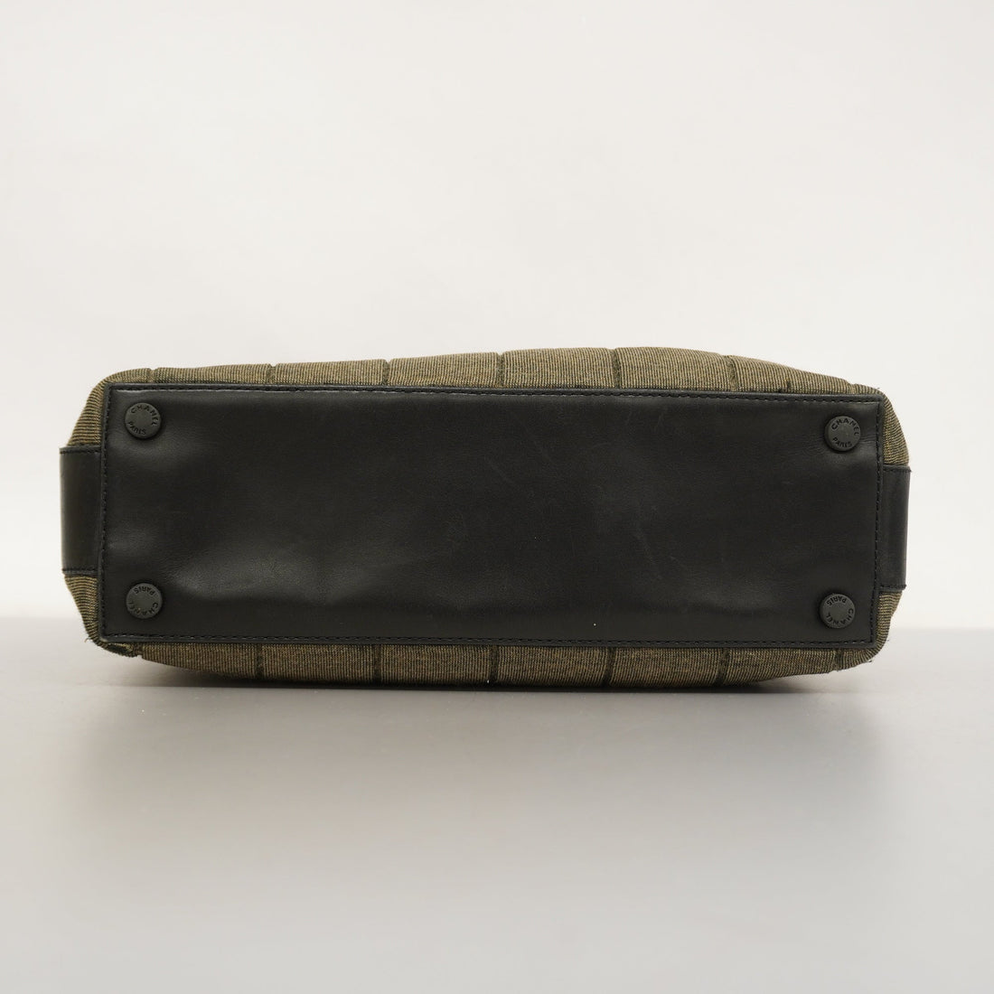 ChanelAuth  Chocolate Bar HandBag Women's Cotton,Leather Black,Khaki