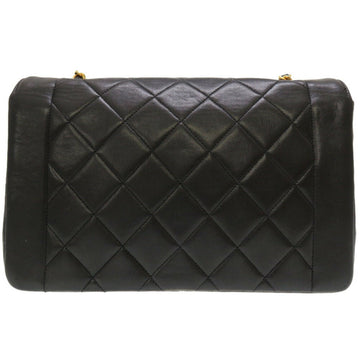 Chanel Diana Matelasse 25 Lambskin Black Gold Chain Shoulder Bag Coco Mark