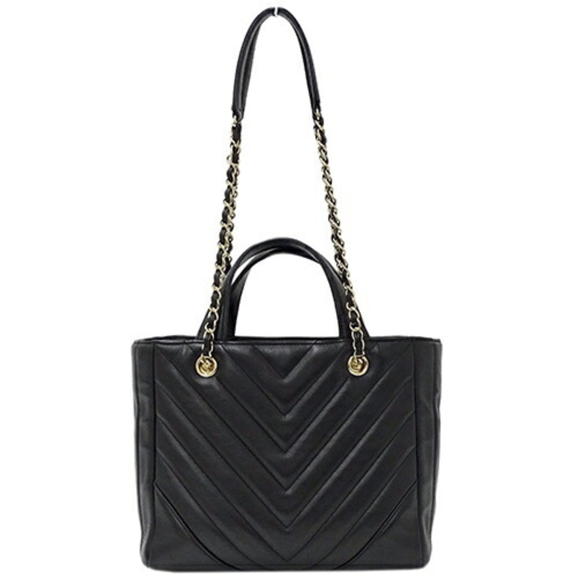 Chanel Bag V stitch Lady's handBag shoulder 2way lambskin black