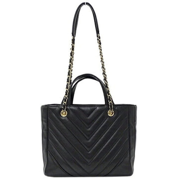 Chanel Bag V stitch Lady's handBag shoulder 2way lambskin black