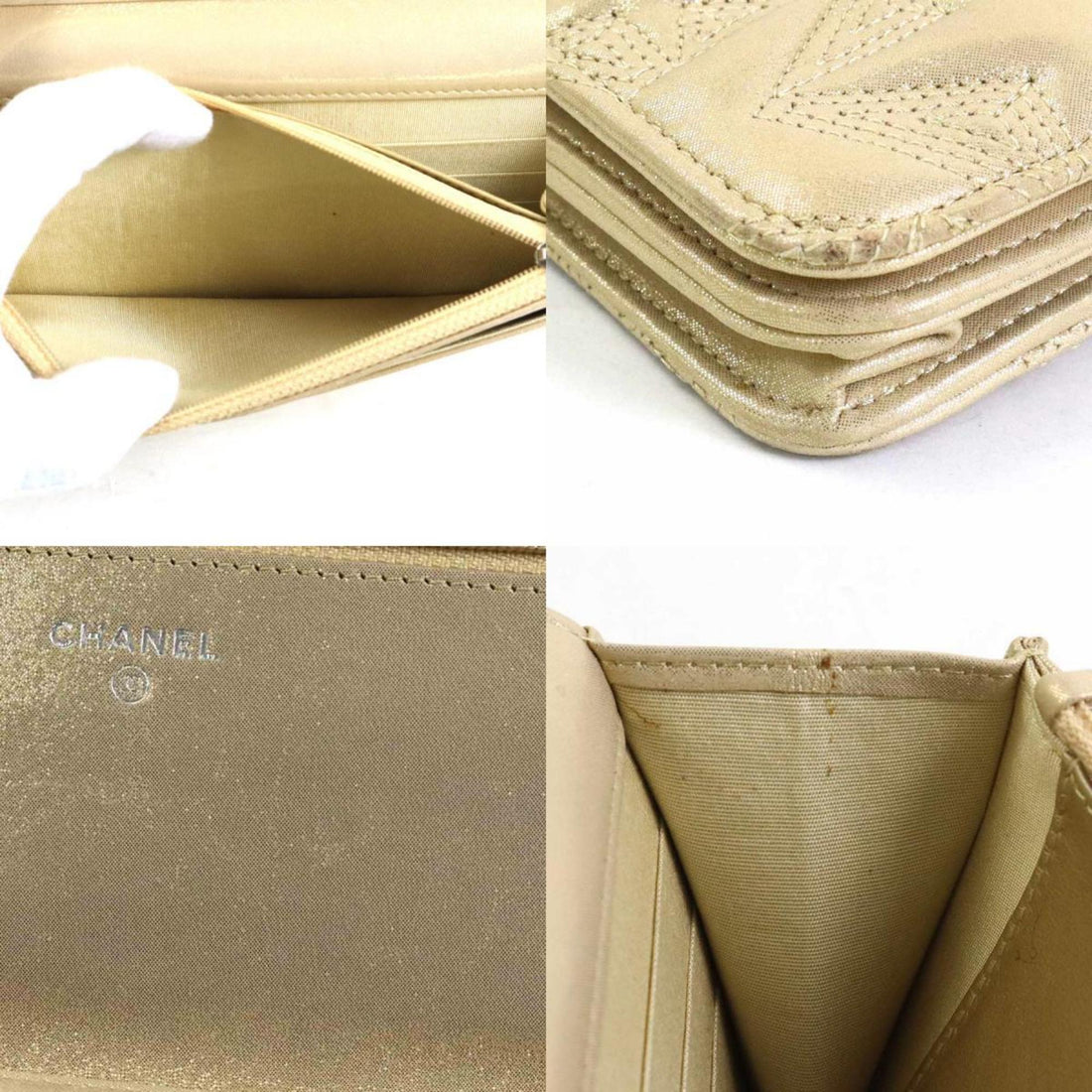 Chanel Wallet Chain Shoulder Bag Coco Mark Leather/Metal Gold/Silver Women's e55872a