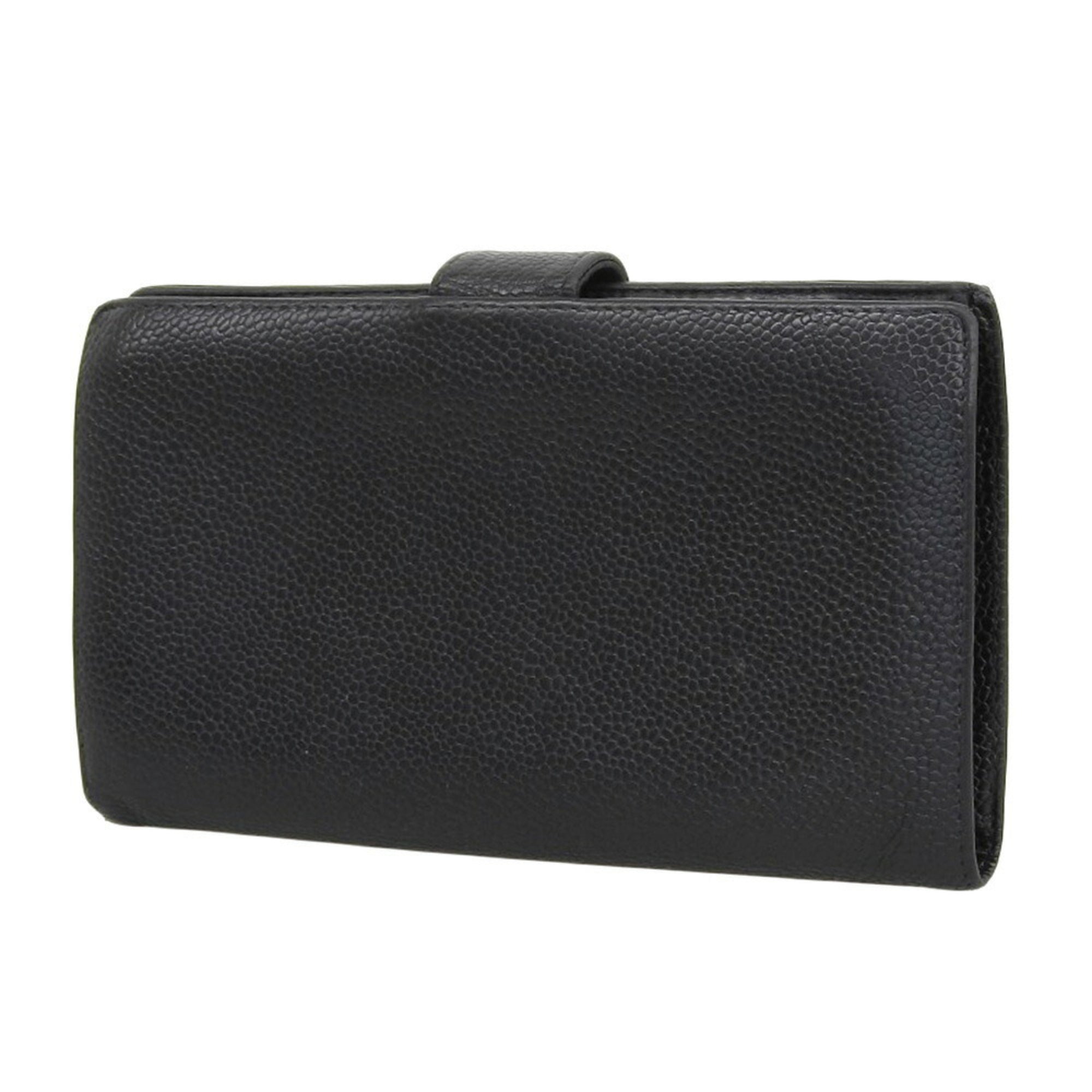 Chanel long wallet with coco mark leather black seal 7 series A13498