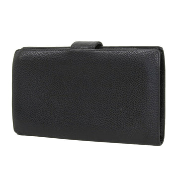 Chanel long wallet with coco mark leather black seal 7 series A13498
