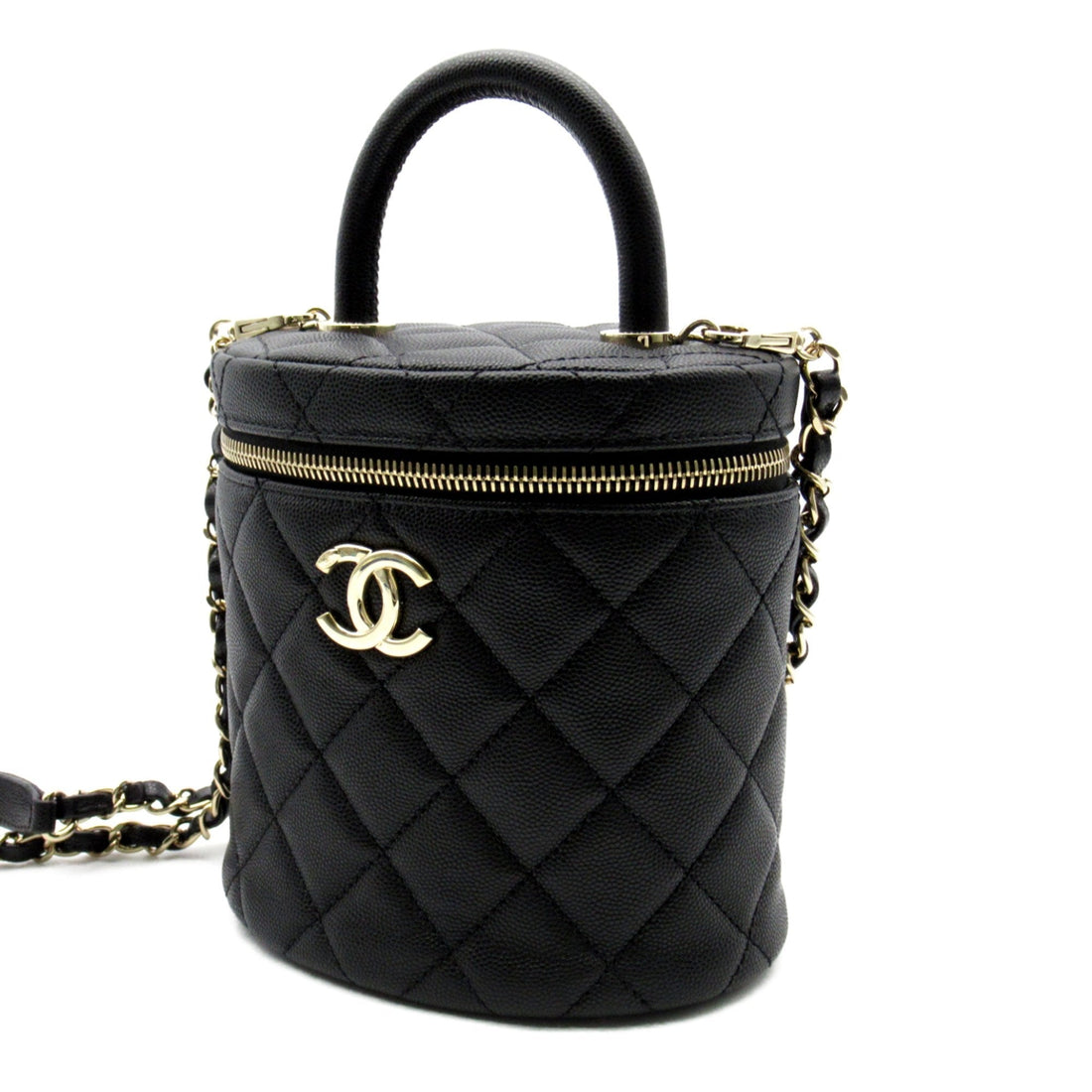 CHANEL Vanity ChainShoulder Bag Black Caviar Skin (Grained Calf)