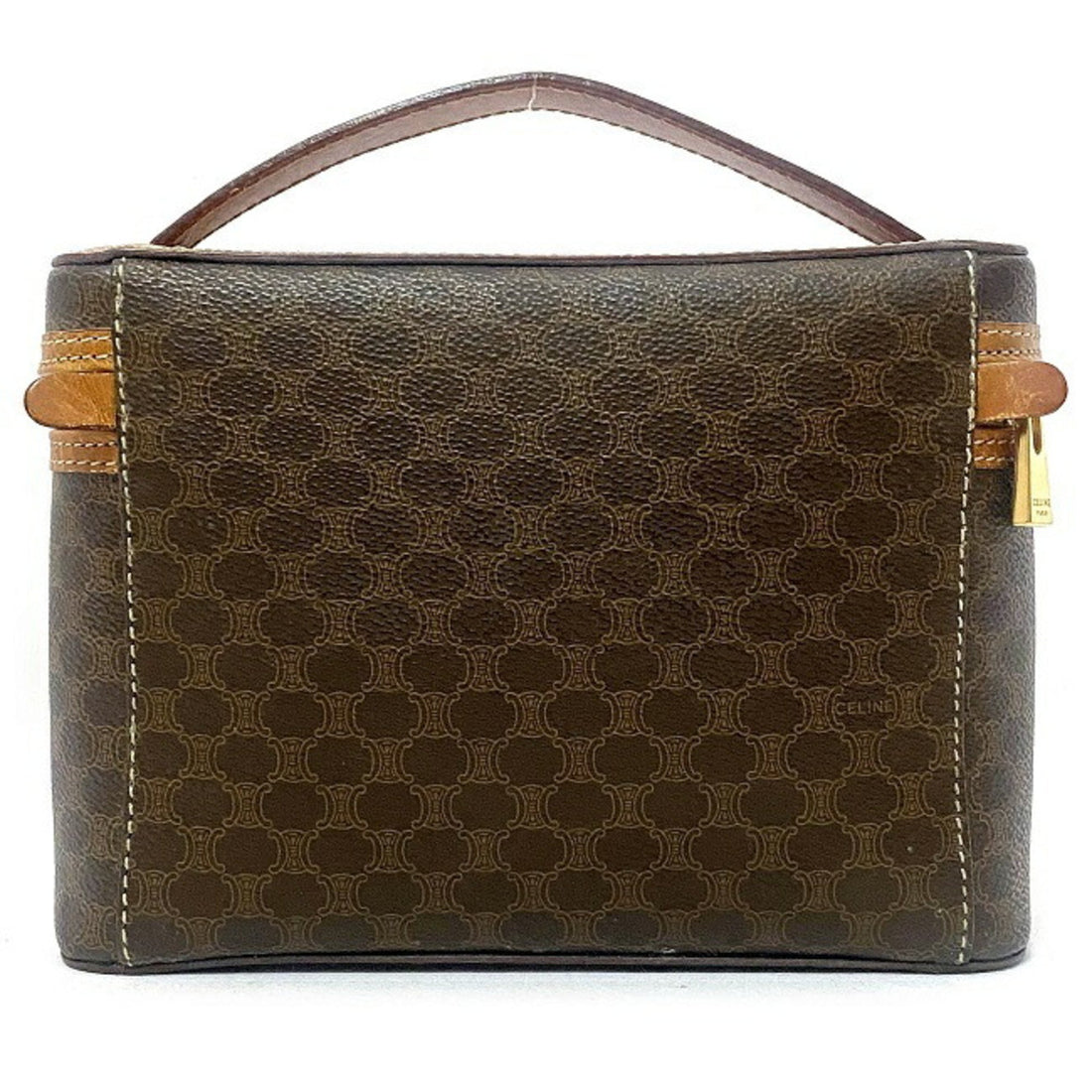 Celine Vanity Bag Brown Macadam M95 PVC Leather Celine Handbag