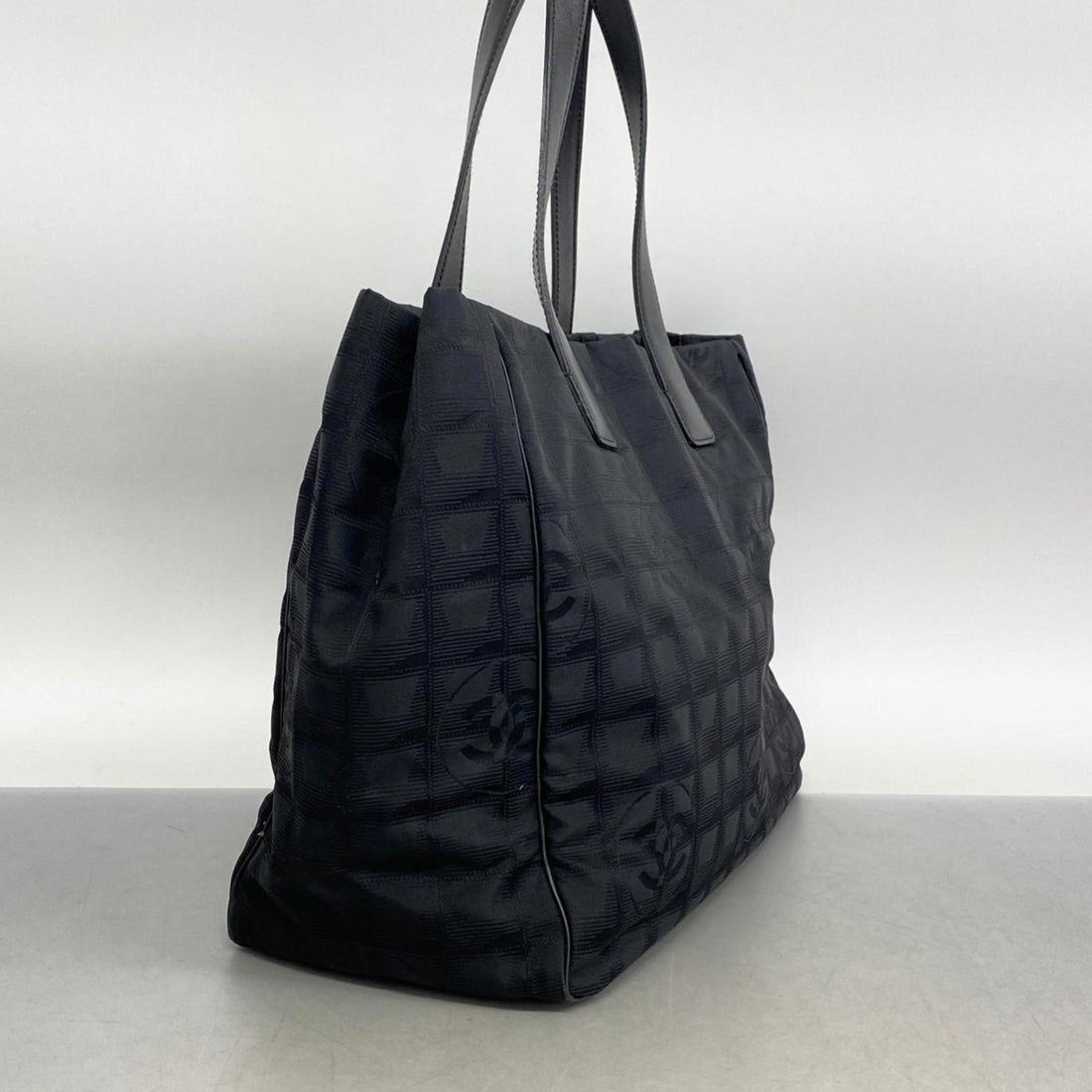 Chanel Tote Bag New Travel Nylon Black Champagne Women's