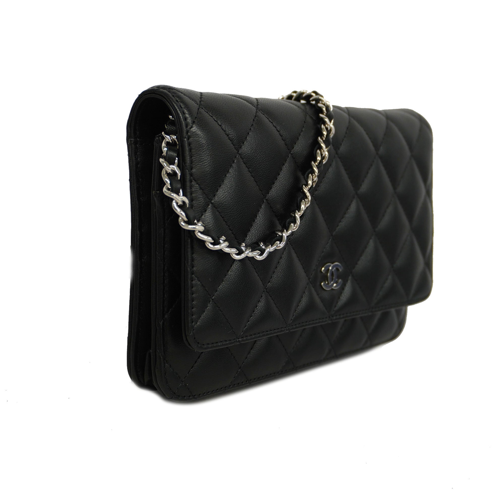 ChanelAuth  Matelasse Chain Shoulder Gold Hardware Women's Lambskin Black