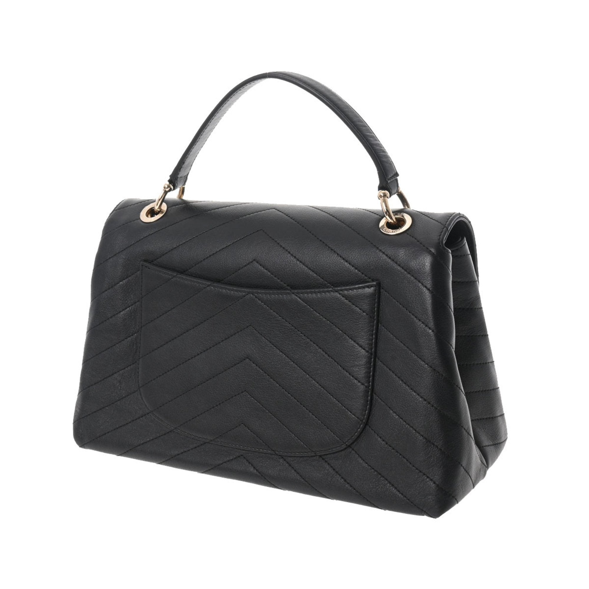 Chanel Chevron Black Ladies Calf HandBag
