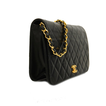 CHANEL   Matelasse Chain Shoulder Women's Leather Shoulder Bag Black Leather Shoulder Bag Black