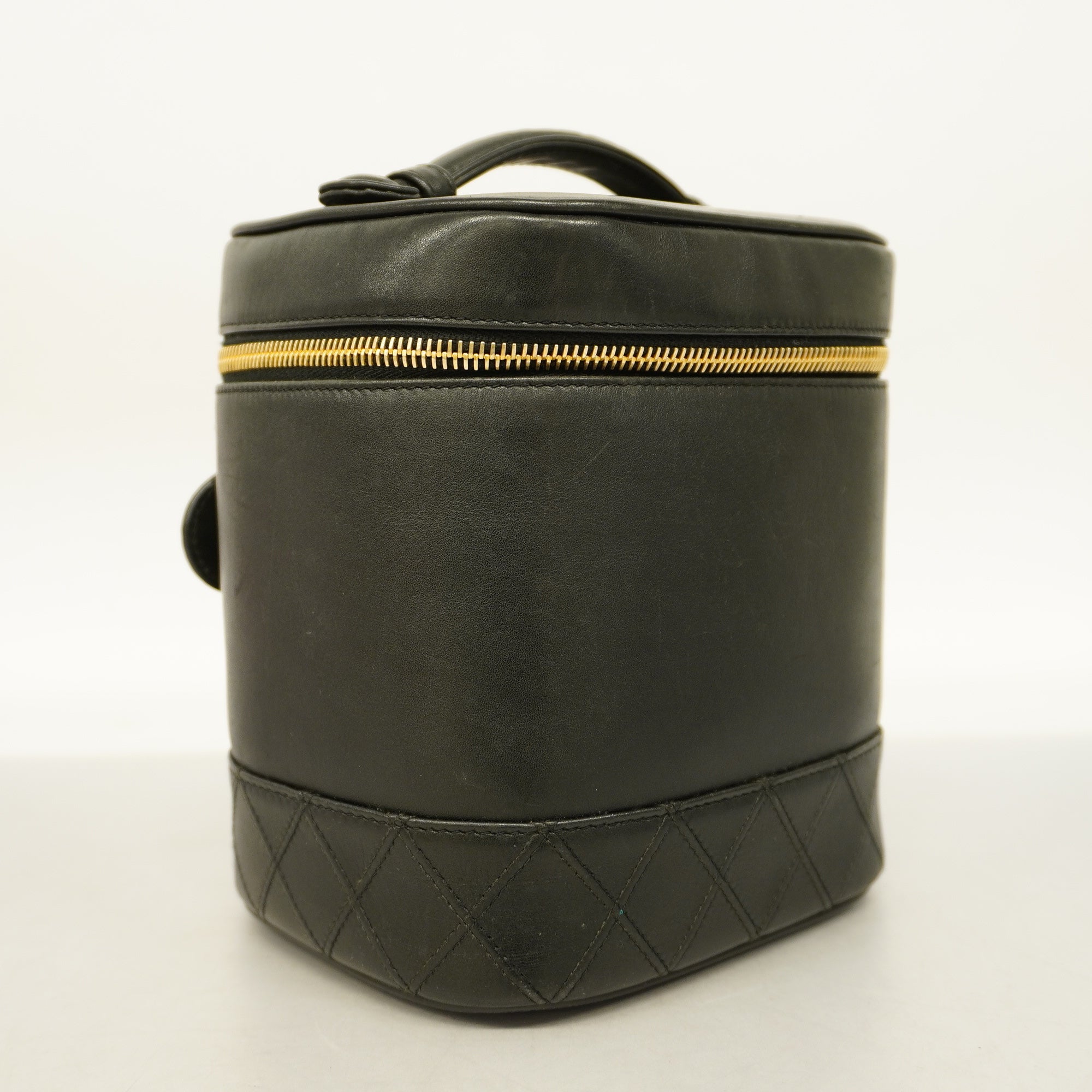 ChanelAuth  Bicolor Vanity Bag Women's Leather Vanity Bag Black