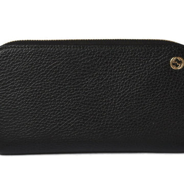 Gucci Wallet GUCCI Long Wallet/Petit Marmont Leather Black Round 449347 Outlet