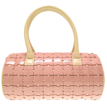 Chanel Duffle Bag Plastic Leather Pink White 6th Series HandBag