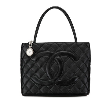 Chanel Reproduction Tote Coco Mark Handbag Bag Black Caviar Skin Women's CHANEL