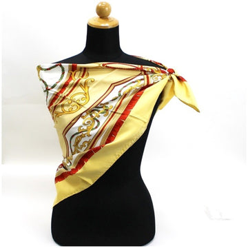 Celine silk scarf muffler yellow  ladies