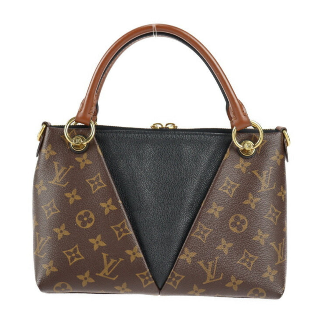 LOUIS VUITTON V tote BB handbag M43976 monogram canvas leather brown black gold metal fittings 2WAY shoulder bag
