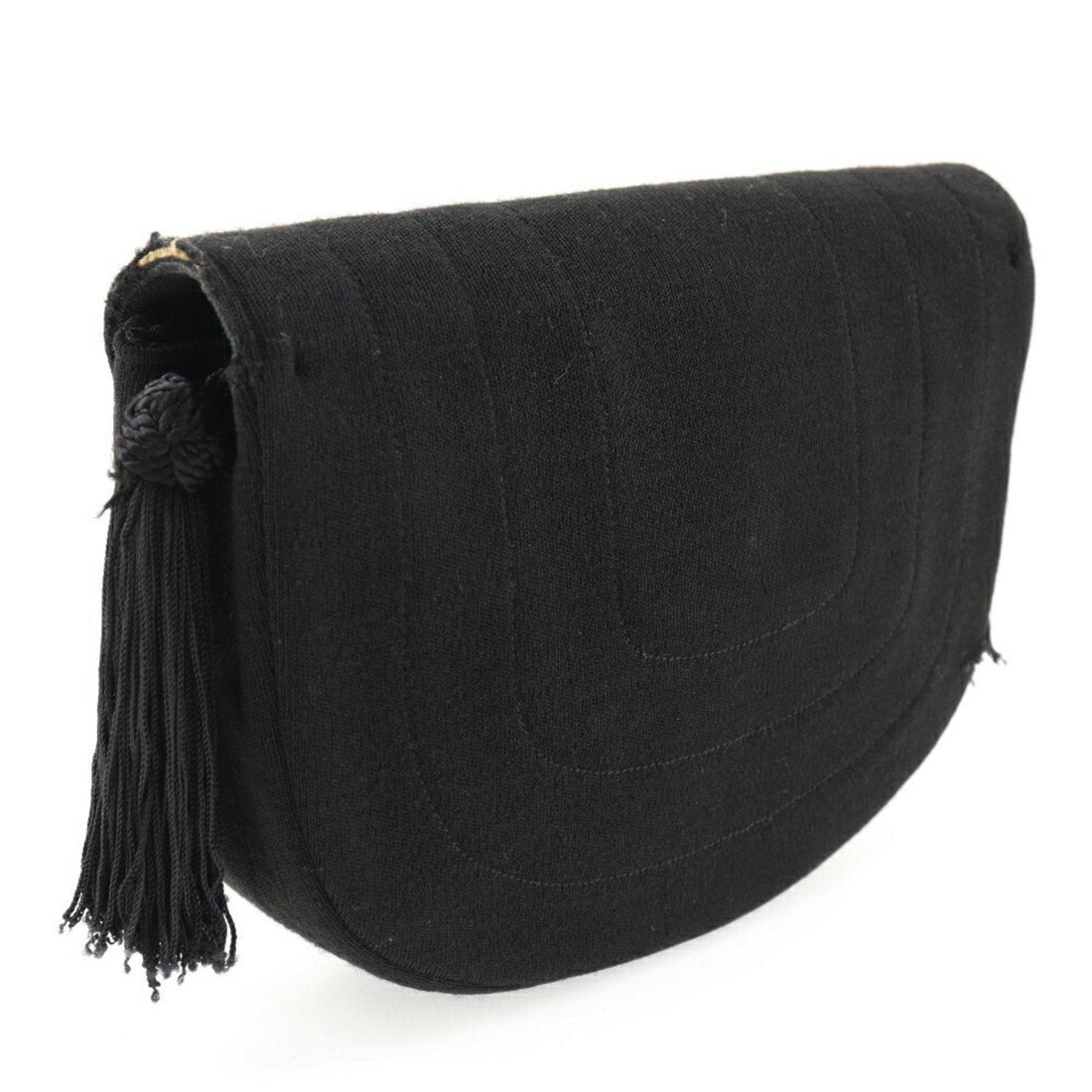 Chanel Chain Shoulder Bag Coco Mark Tassel Vintage Cotton France Black/Gold Hardware Crossbody Turn Lock ChainShoulder Women's