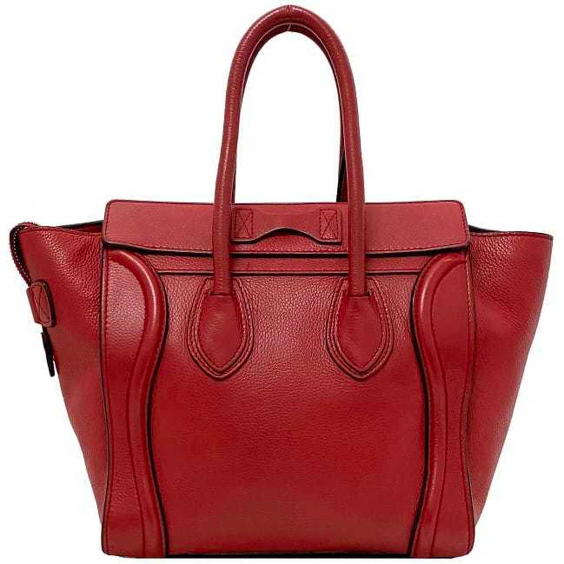 Celine Tote Bag Luggage Micro Shopper Red 167793 Leather  Handbag Ladies