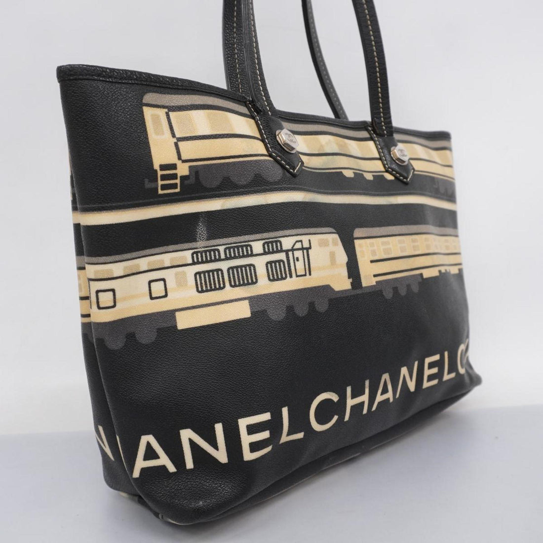 Chanel Tote Bag Central Station Caviar Skin Black Women's