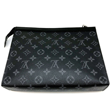 LOUIS VUITTON Pochette Voyage M61692 Monogram Eclipse Black Silver Hardware Men's Second Bag