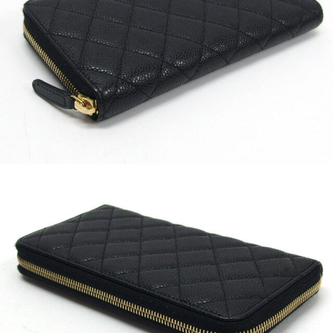 Chanel Matelasse round long wallet caviar skin