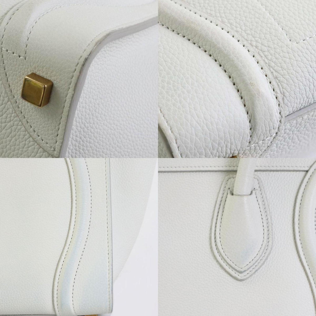Celine Handbag Luggage Micro Shopper Leather White Ladies