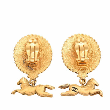 Chanel horse here mark earrings gold ladies