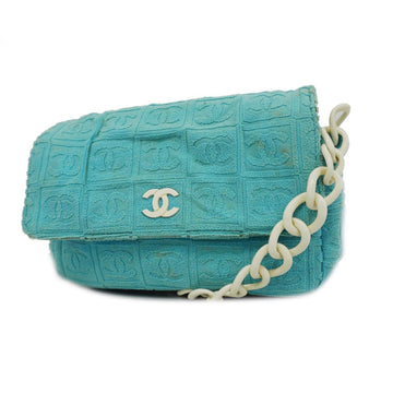 Chanel shoulder bag pile light blue ladies