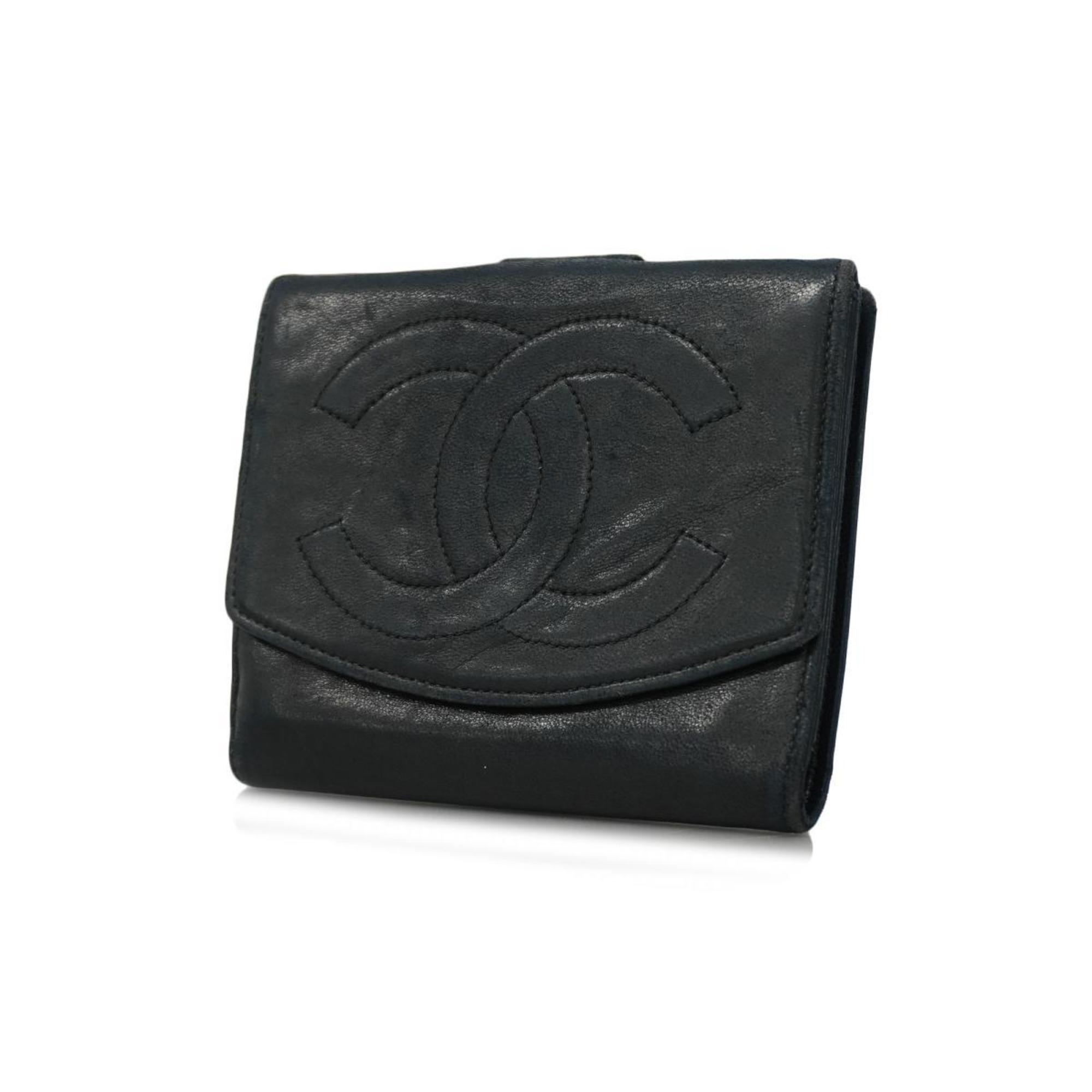 chanel wallet lambskin black ladies