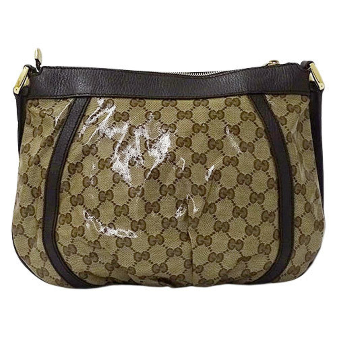 Gucci Bag Ladies Shoulder GG Crystal Brown Beige 265691 Compact