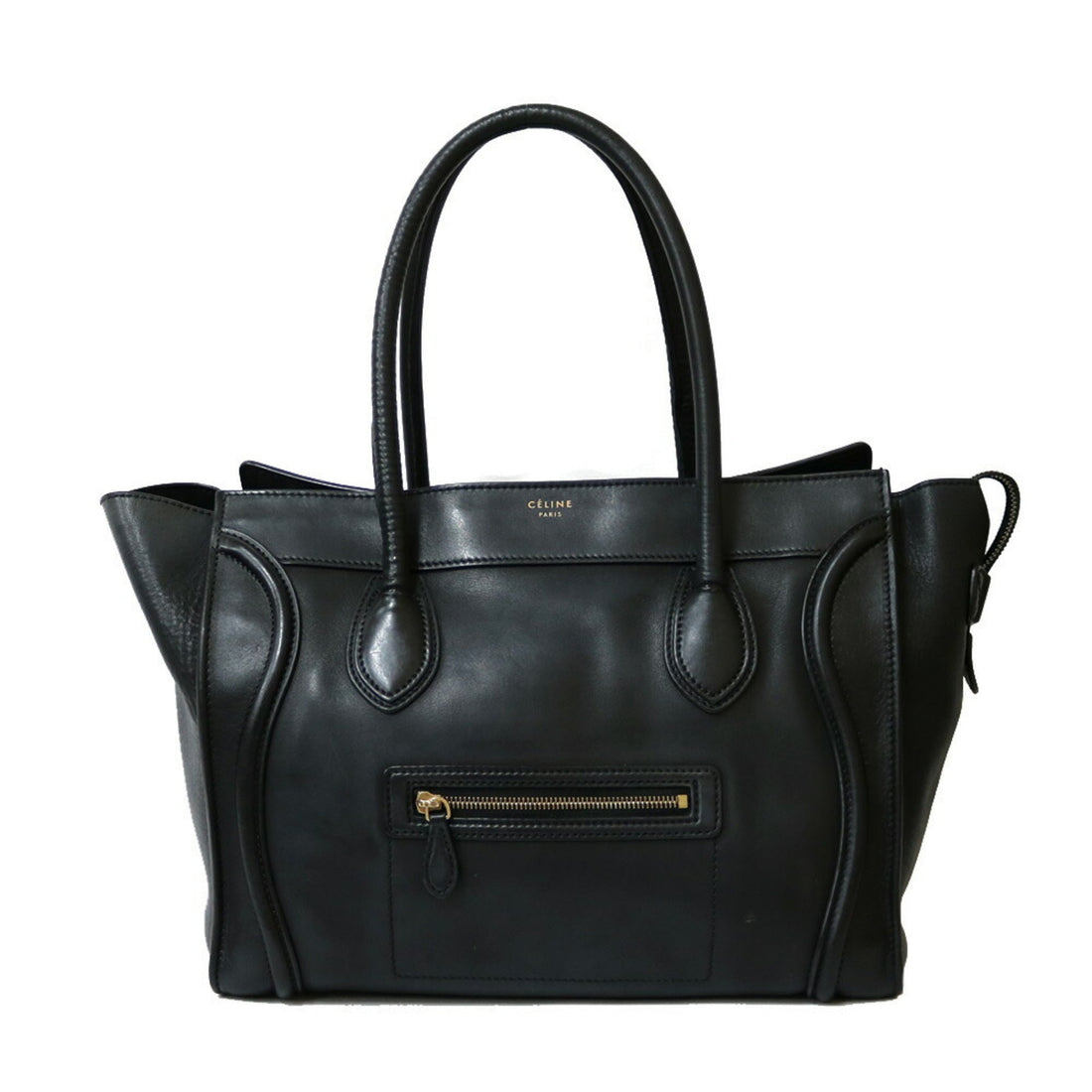 Celine Shoulder Bag Luggage Phantom Black Women's Leather