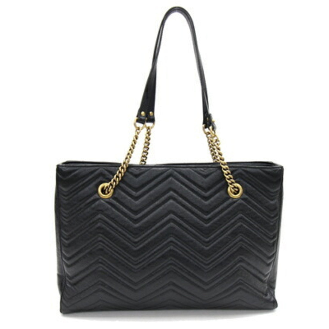Gucci Tote Bag GG Marmont 524578 Black Leather Ladies Chain GUCCI