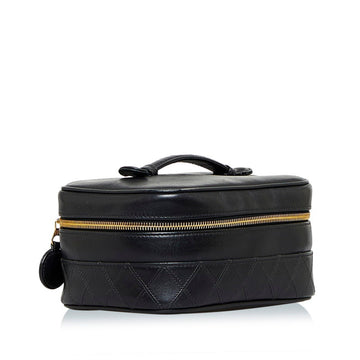 Chanel Cocomark Bicolore Vanity Bag HandBag Black Lambskin Ladies