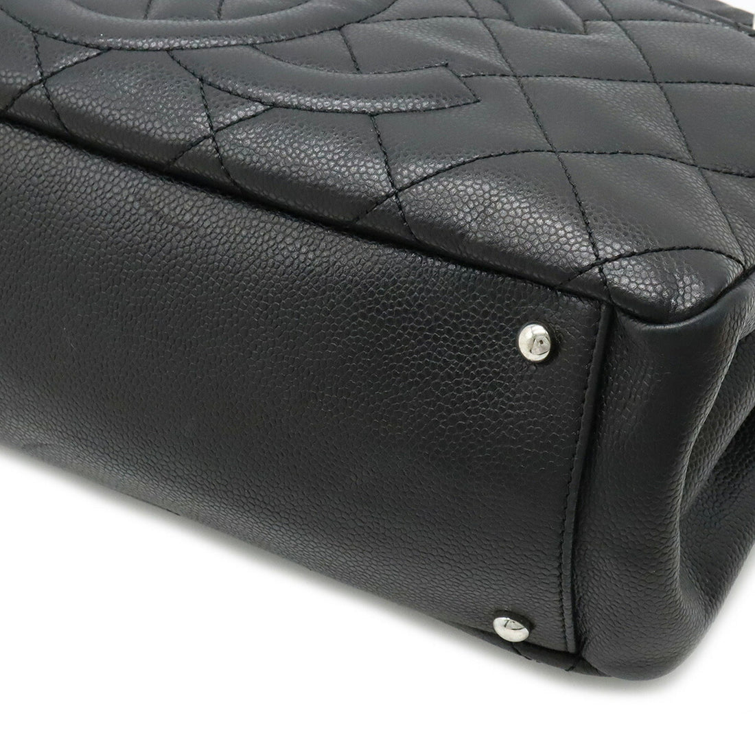 Chanel Matelasse Coco Mark Chain Tote Bag Shoulder Caviar Skin Leather Black A67294