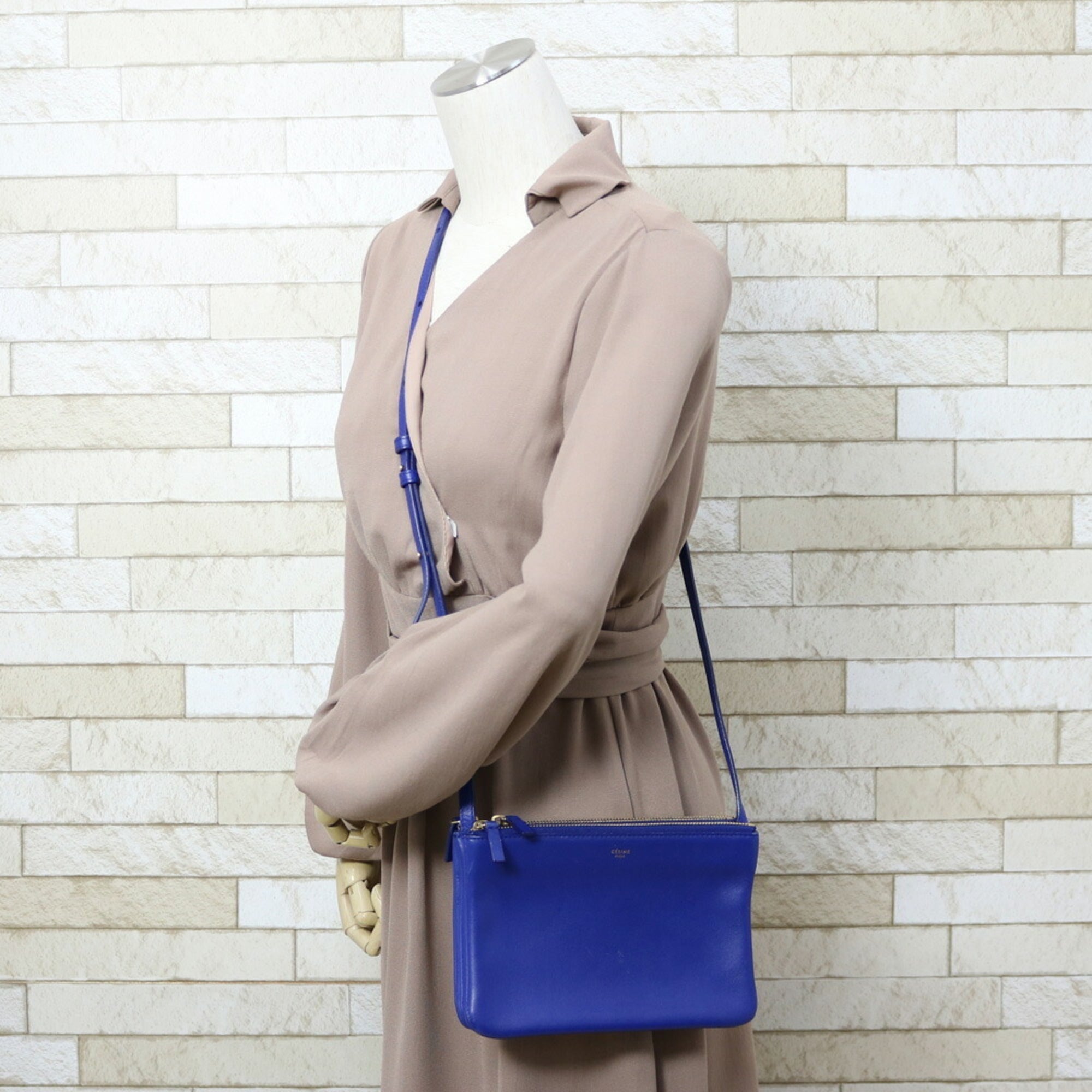Celine Shoulder Bag Trio Blue Ladies