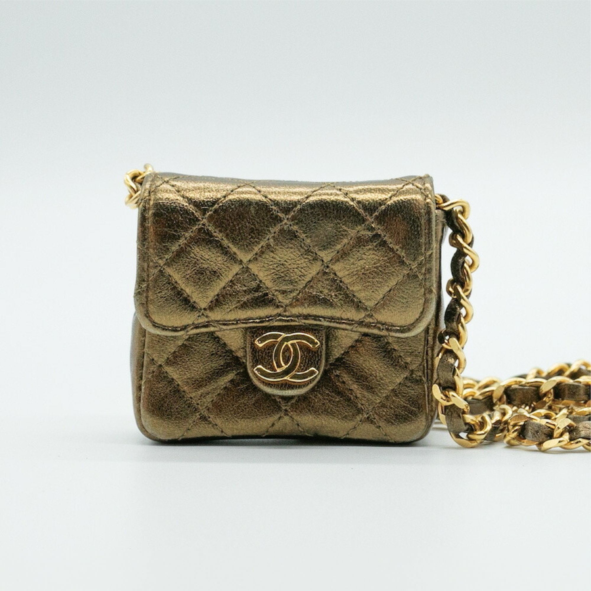 CHANEL Shoulder Bag Matelasse Leather Gold Women's PD288