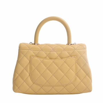 Chanel Caviar Skin Matelasse Coco Mark Chain Shoulder Bag Yellow Ladies