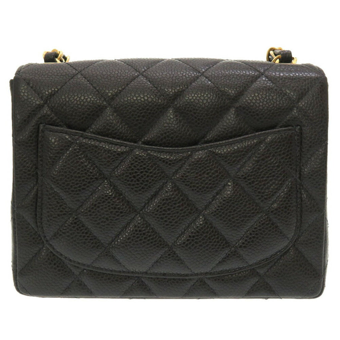 Chanel Matelasse Caviar Skin Black No. 8 Gold Chain Shoulder Bag Coco Mark