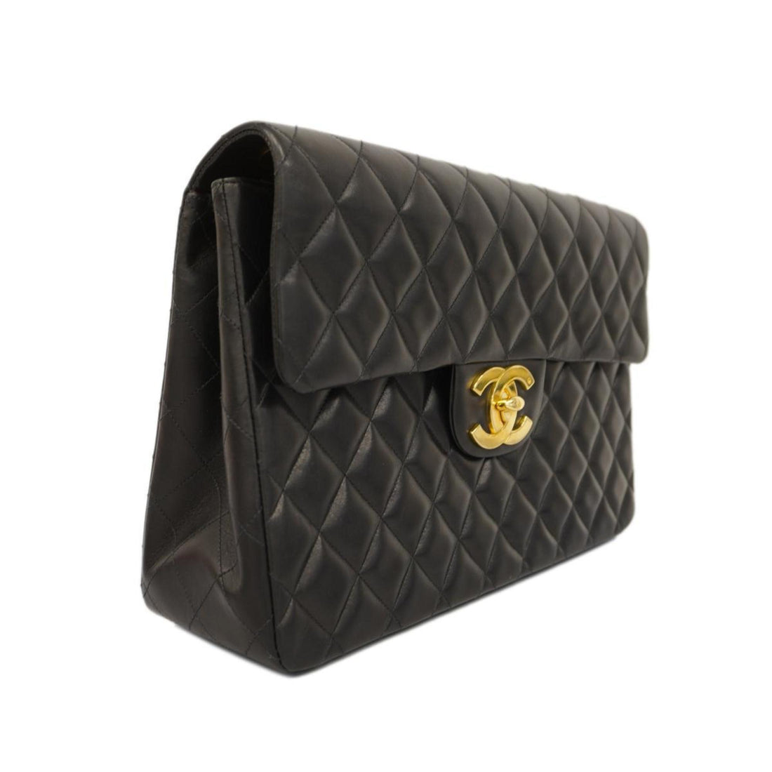 Chanel Shoulder Bag Deca Matelasse W Chain Lambskin Black Women's